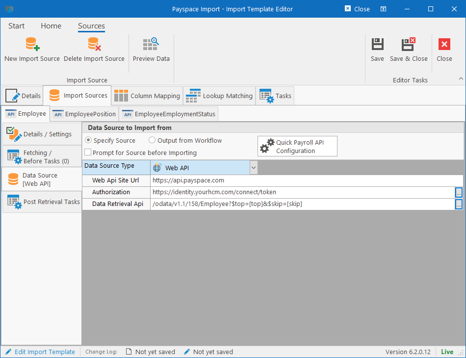 Configure Payroll Import API
